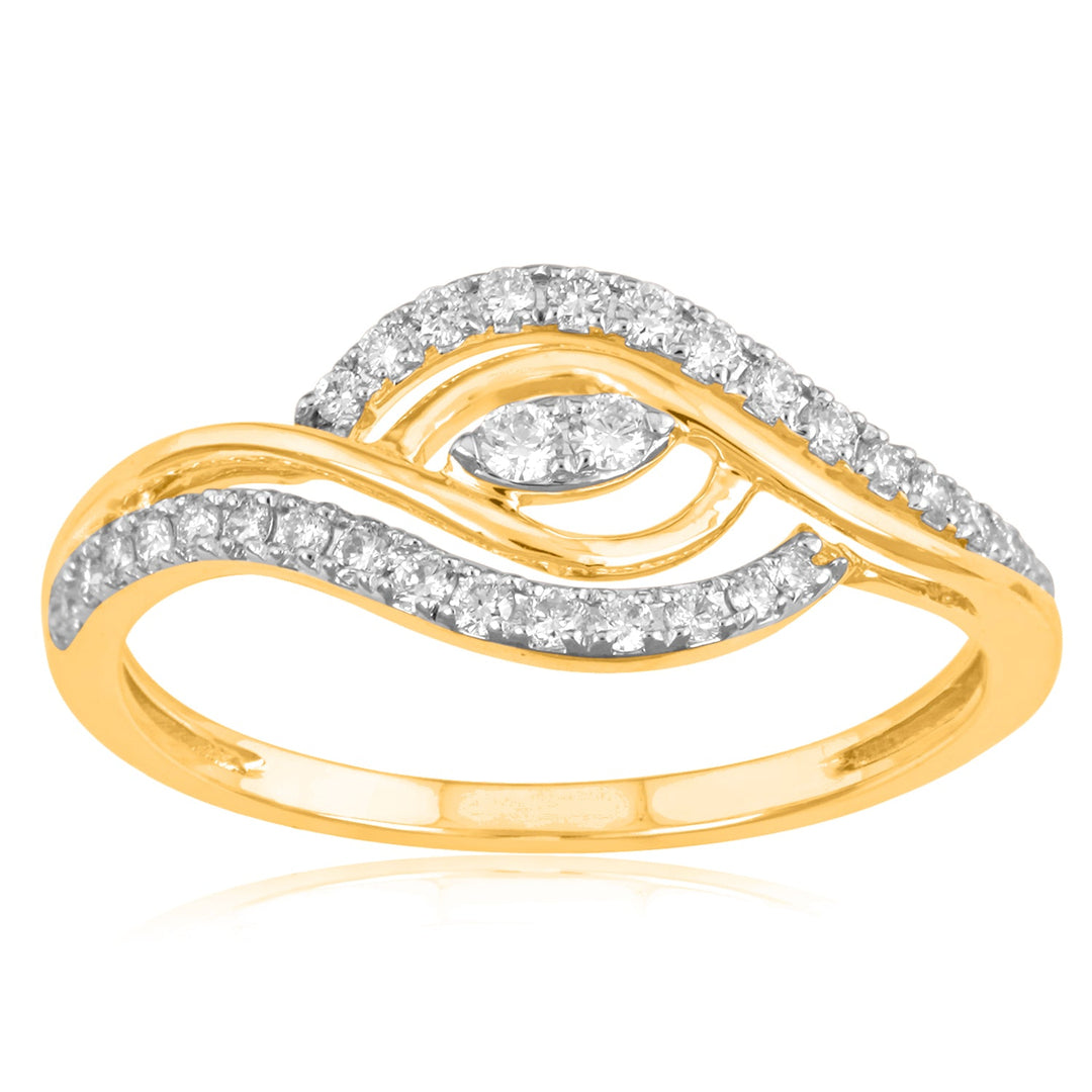 18K YG Women Cluster Diamond Ring-1pc - RB Diamond Jewellers
