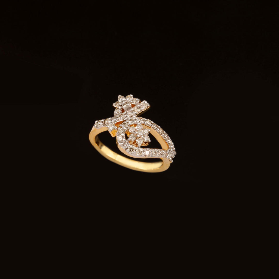 18K YG Women Cluster Diamond Ring-1pc - RB Diamond Jewellers