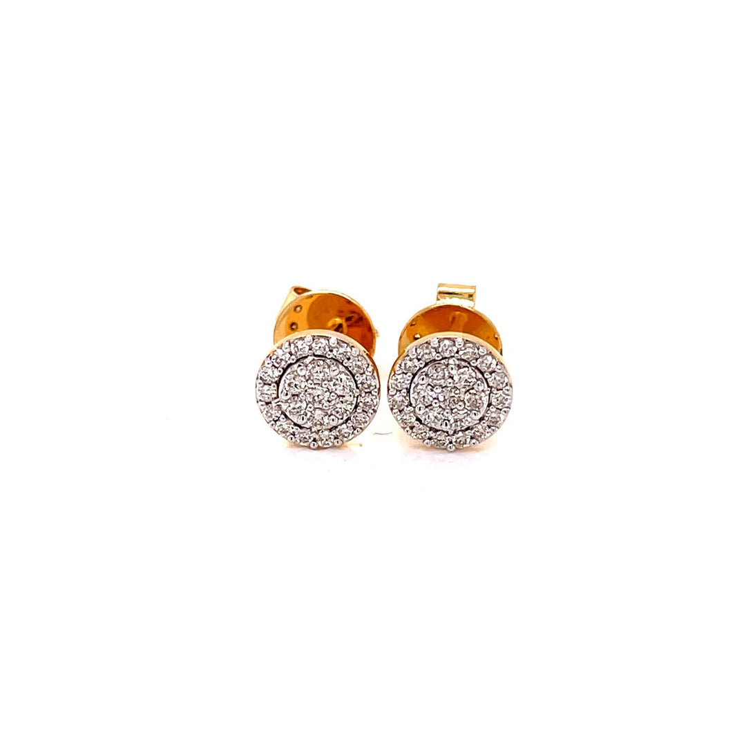 18K YG Women Diamond Cluster Earring-1pair - RB Diamond Jewellers