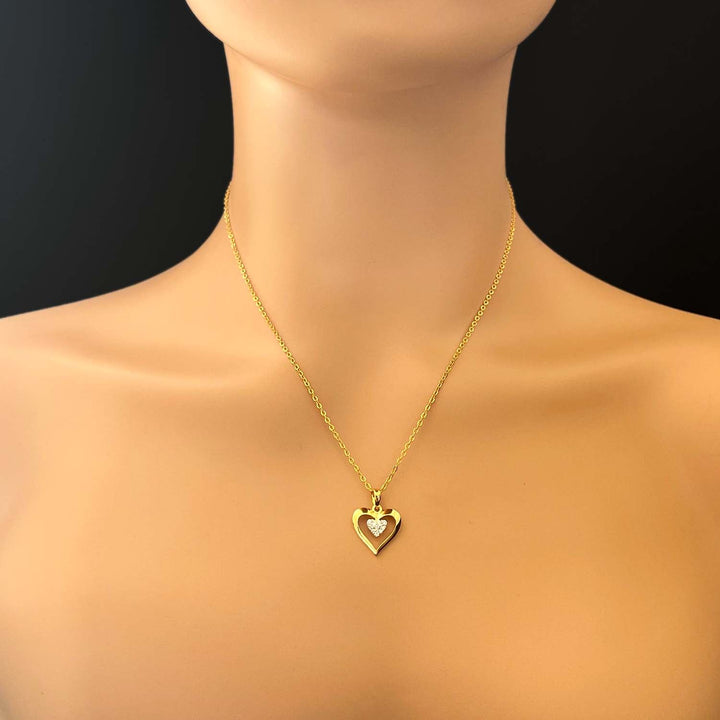 18K YG Women Diamond Heart Pendant-1pc - RB Diamond Jewellers