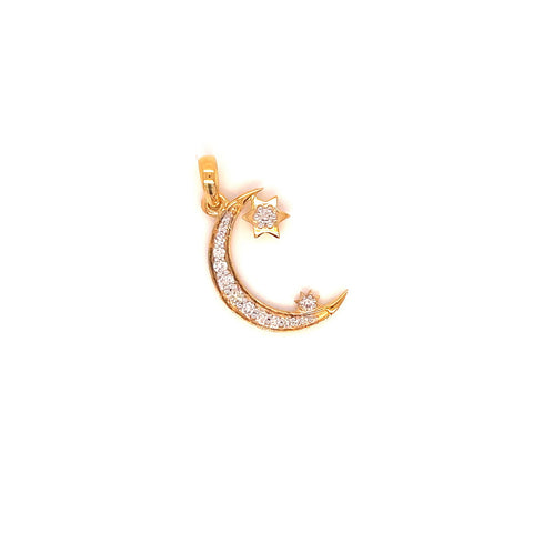 18K YG Women Diamond Moon Pendant-1pc - RB Diamond Jewellers