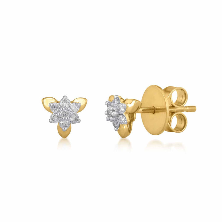 18K YG Women Diamond Star Earring-1pair - RB Diamond Jewellers