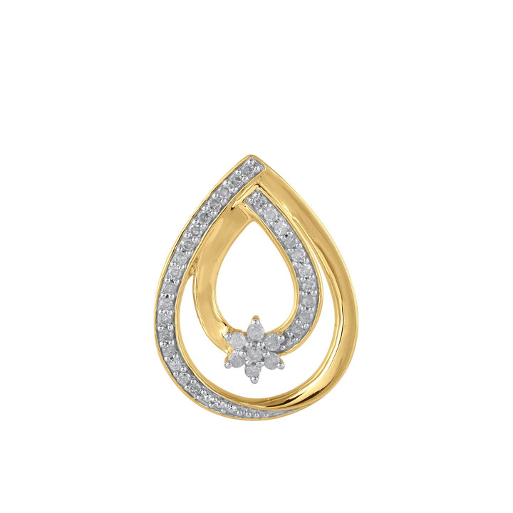 18K YG Women Double Drop with Star Diamond Pendant-1pc - RB Diamond Jewellers