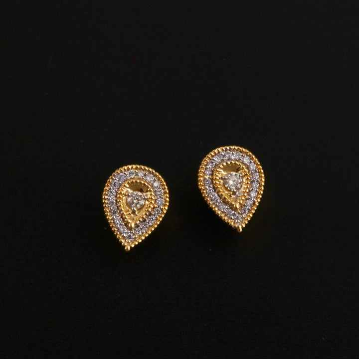 18K YG Women Drop Diamond Earring-1pair - RB Diamond Jewellers
