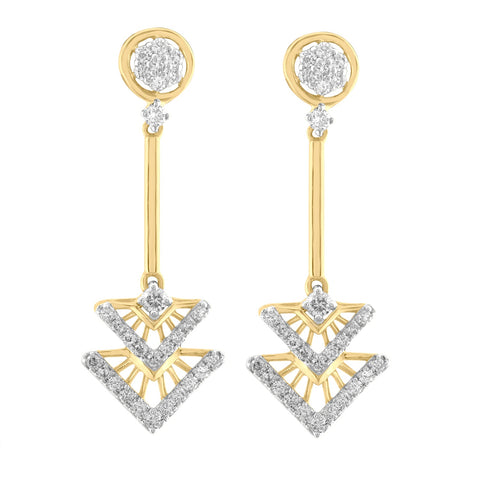 18K YG Women Fancy Diamond Earring-1pair - RB Diamond Jewellers