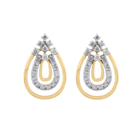 18K YG Women Fancy Diamond Earring-1pair - RB Diamond Jewellers