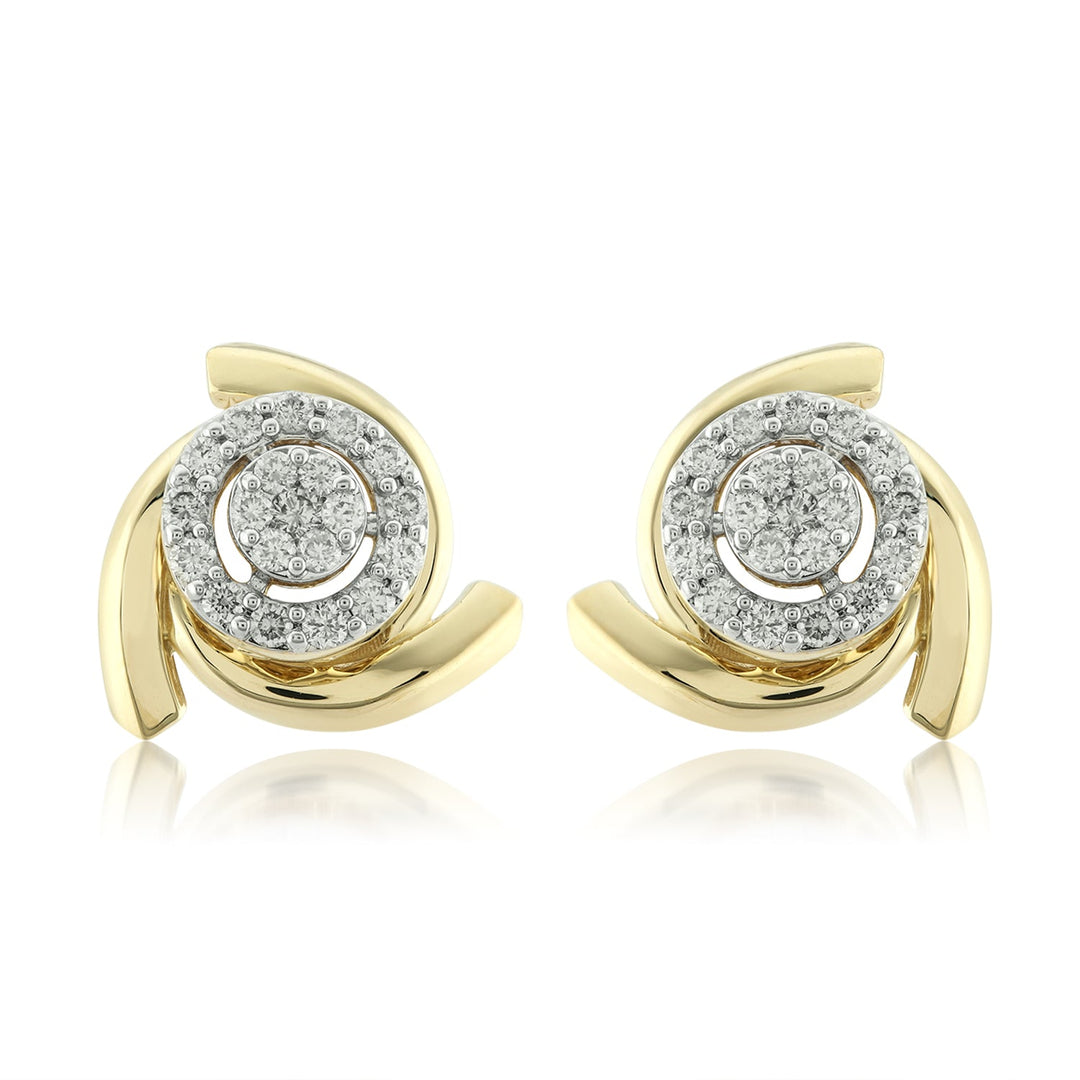 18K YG Women Fancy Diamond Earring-1pair - RB Diamond Jewellers