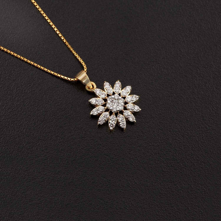 18K YG Women Flower Diamond Pendant-1pc - RB Diamond Jewellers