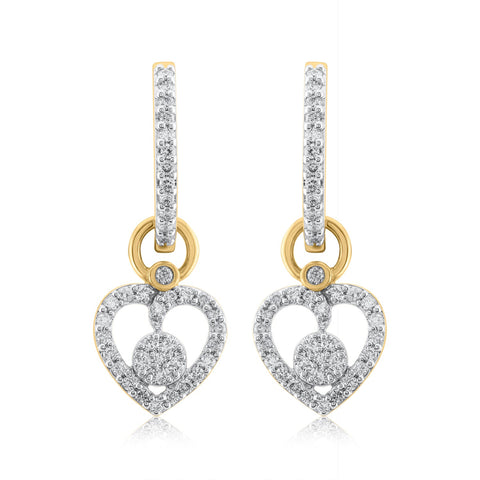 18K YG Women Heart Diamond Earring-1pair - RB Diamond Jewellers