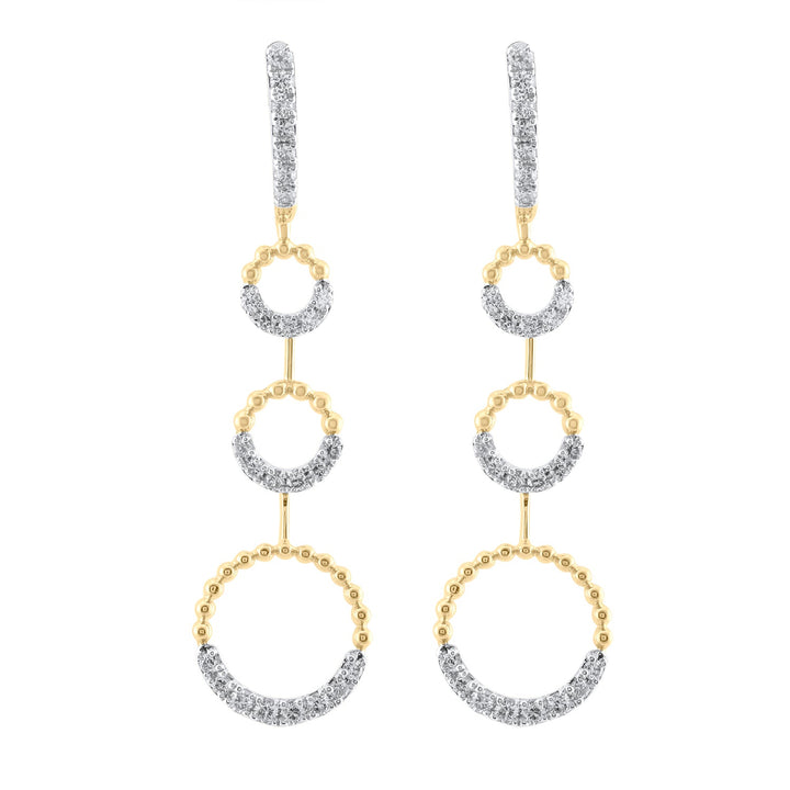 18K YG Women Light Weight Dangler Diamond Earring-1pair - RB Diamond Jewellers
