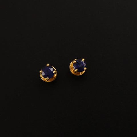 18K YG Women Solitaire Sapphire Earring-1pair - RB Diamond Jewellers