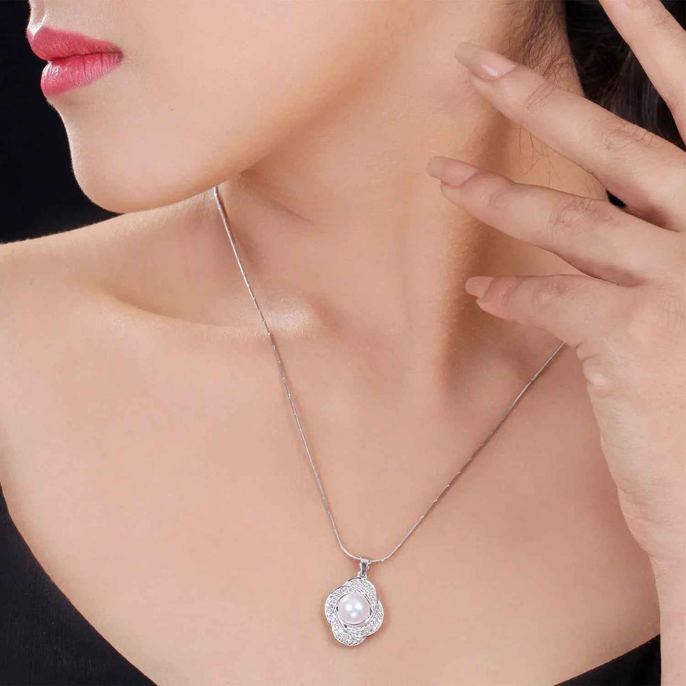 18K WG Diamond Pearl Pendant-1pc