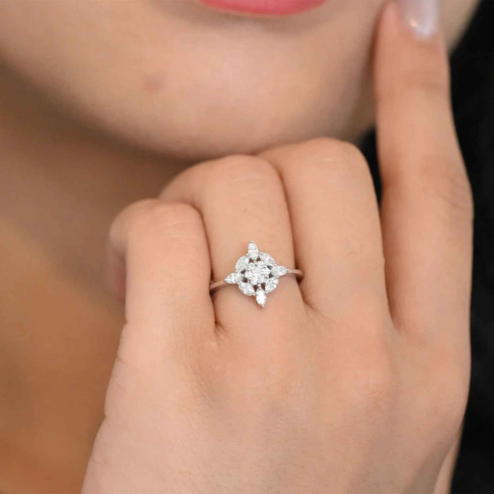 18K WG Cluster Diamond Ring-1pc