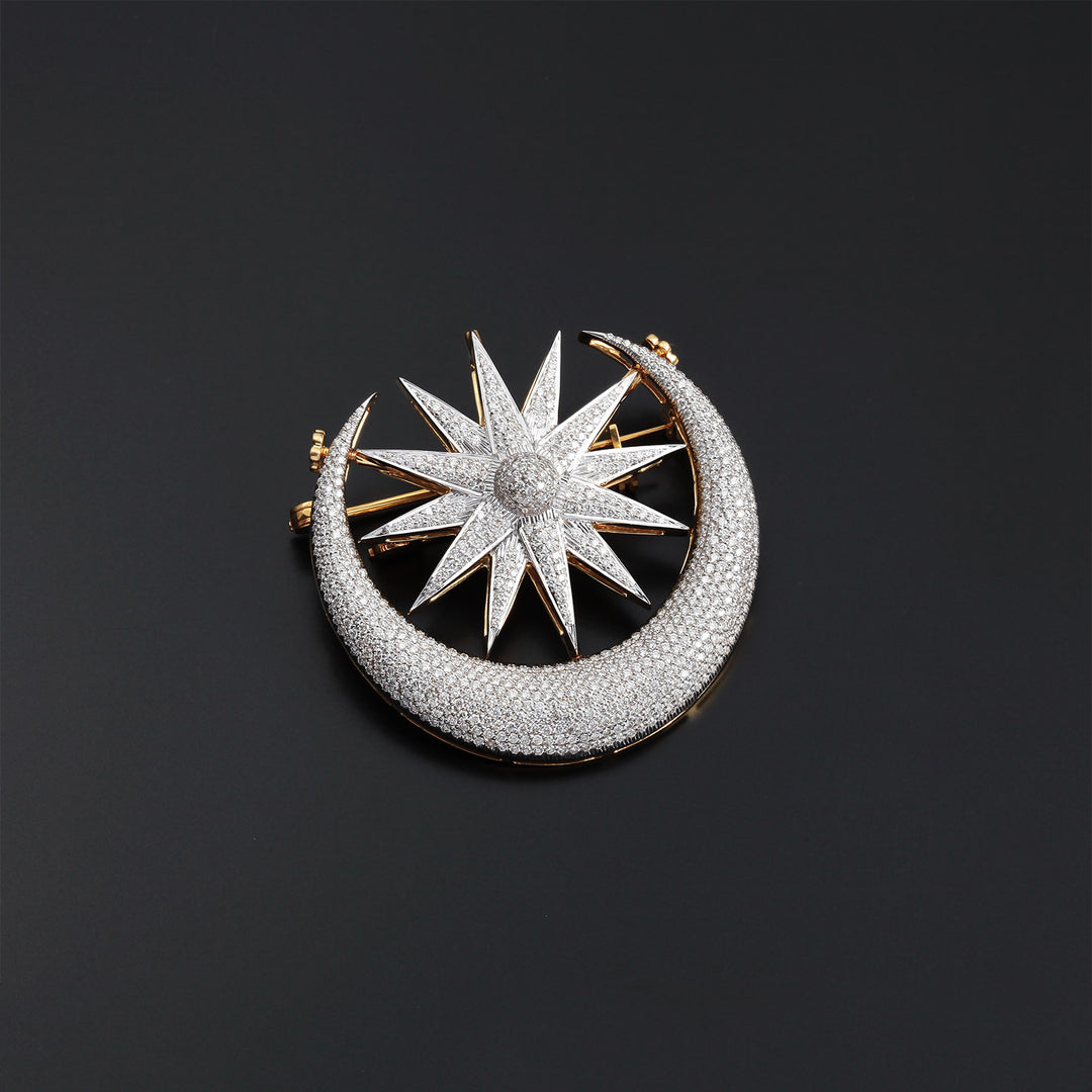 9K YG Fancy Diamond Brooch-1pc