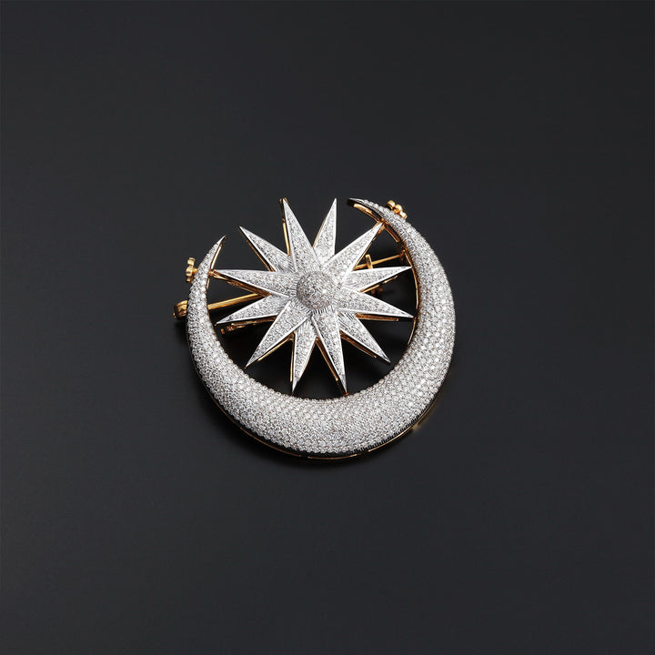 9K YG Fancy Diamond Brooch-1pc