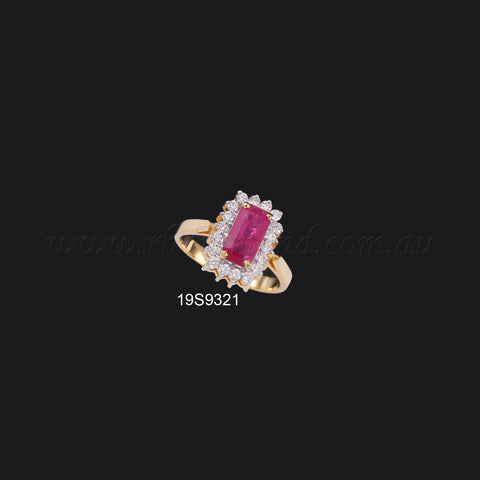 18K YG Women Diamond with Ruby Ring-1pc