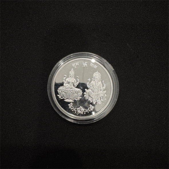 20g 999 Purity Silver Non Colour Laxmi Ganesh Coin-1pc