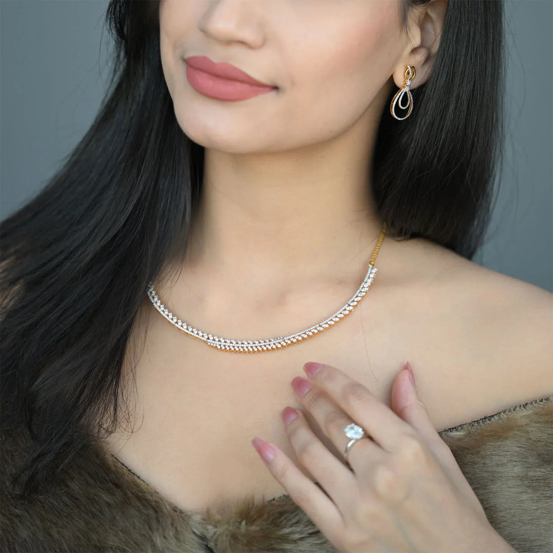 14K YG Princess Diamond Necklace-1pc