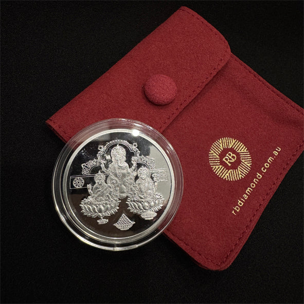 20g 999 Purity Silver Non Colour Saroswati Laxmi Ganesh Coin-1pc