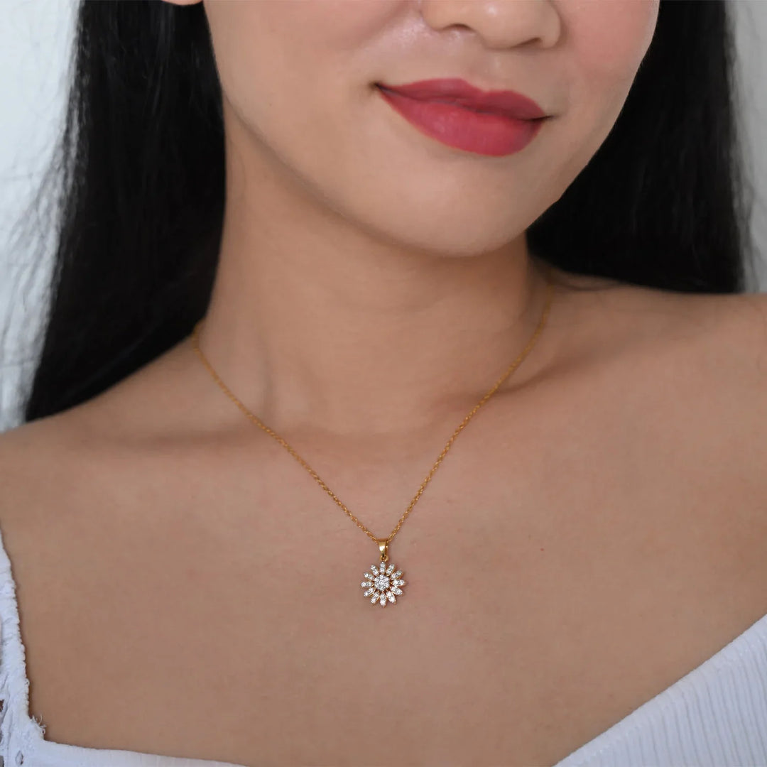 18K YG Flower Diamond Pendant-1pc