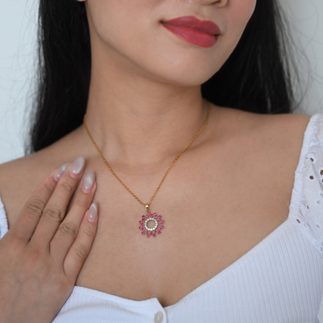 18K YG Ruby Diamond Pendant - 1pc