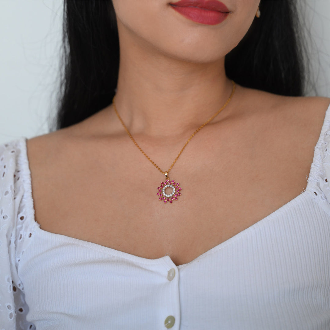 18K YG Ruby Diamond Pendant - 1pc