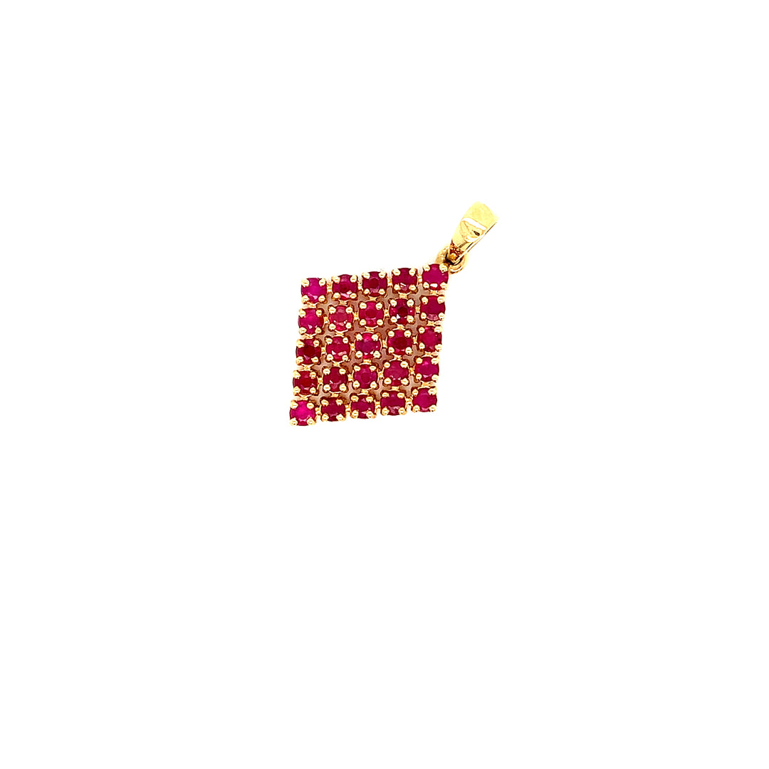 18K YG Women Rhomus Ruby Pendant- 1pc