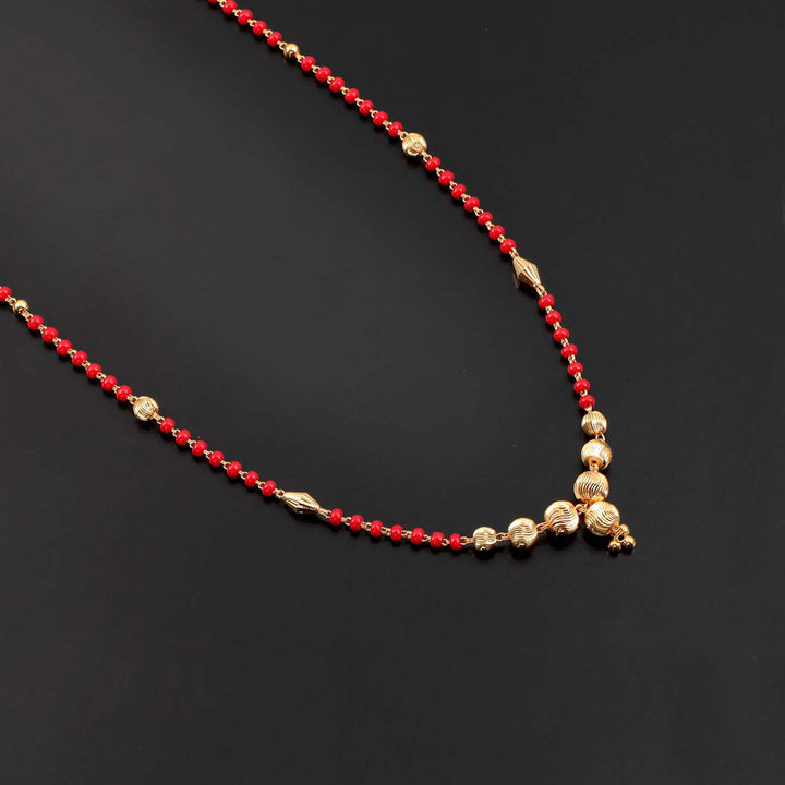 22K YG Red Beads Mangalsutra-1pc