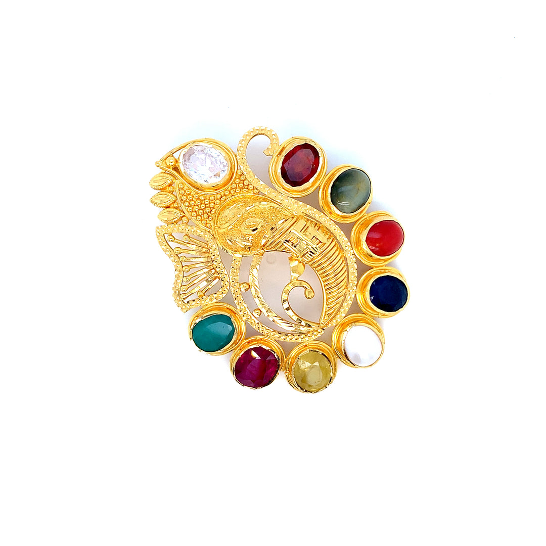 22K YG Navaratna Pendant-1pc