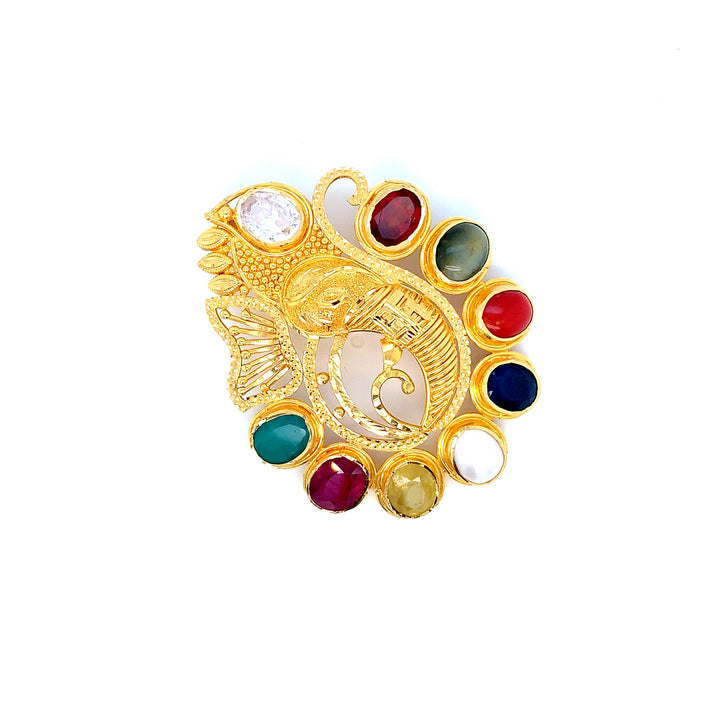 22K YG Navaratna Pendant-1pc
