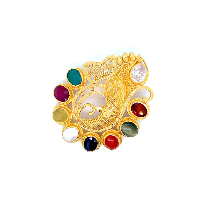 22K YG Navaratna Pendant-1pc