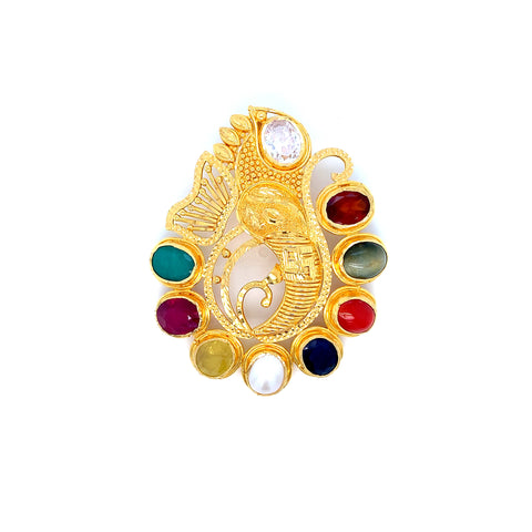 22K YG Navaratna Pendant-1pc