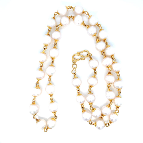 22K YG Ball Pearl Necklace-1pc