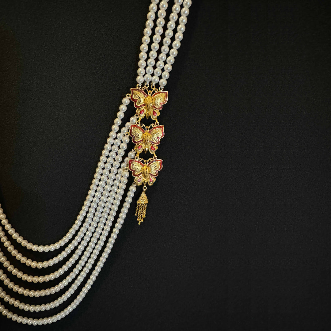 22K YG Synthetic Pearl Chandrahaar-1pc