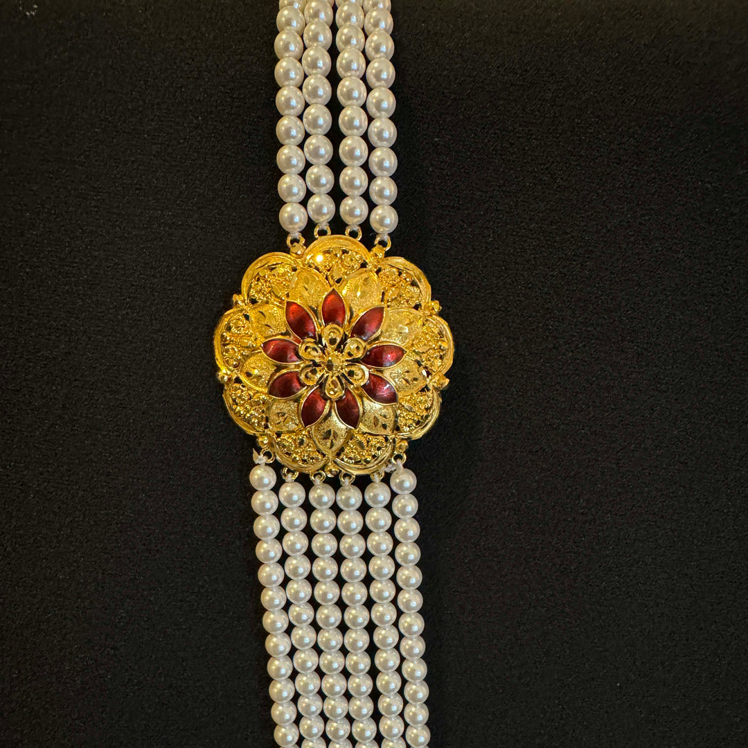 22K YG Synthetic Pearl Chandrahaar-1pc