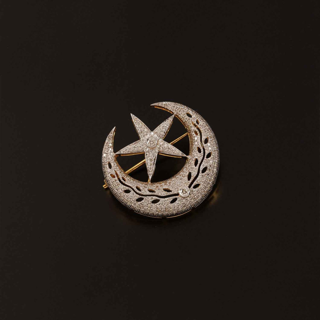9K YG Fancy Diamond Brooch-1pc