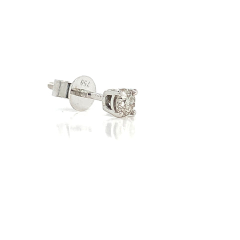 18K WG Unisex Solitaire Diamond Stud Earring-1pc