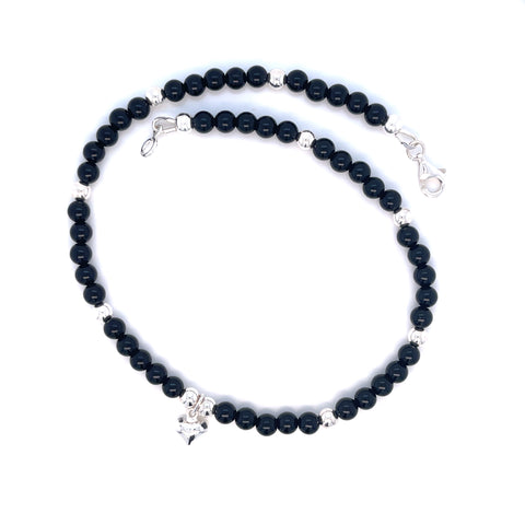 Women Onyx Sterling Silver Anklet-1pc