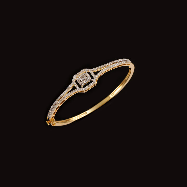 9K YG Fancy Diamond Bangle-1pc