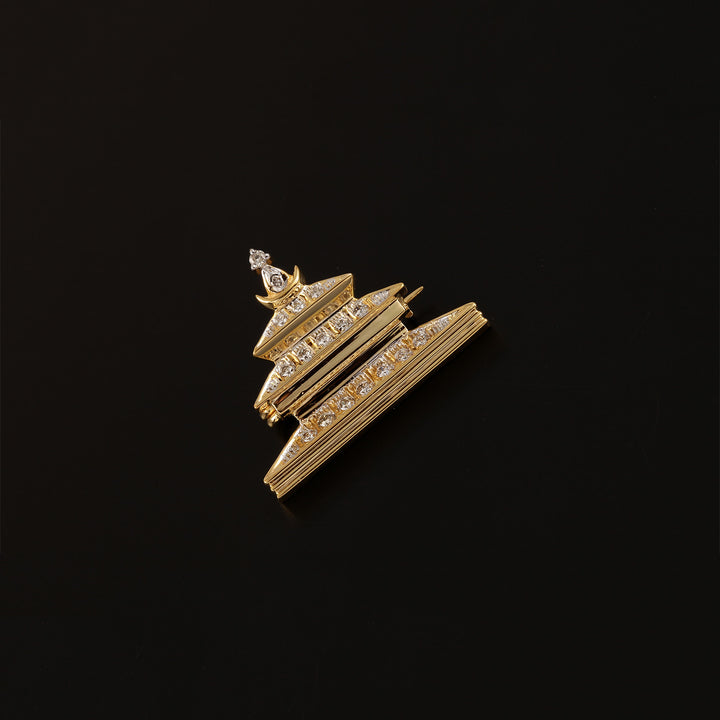 9K YG Fancy Diamond Brooch-1pc