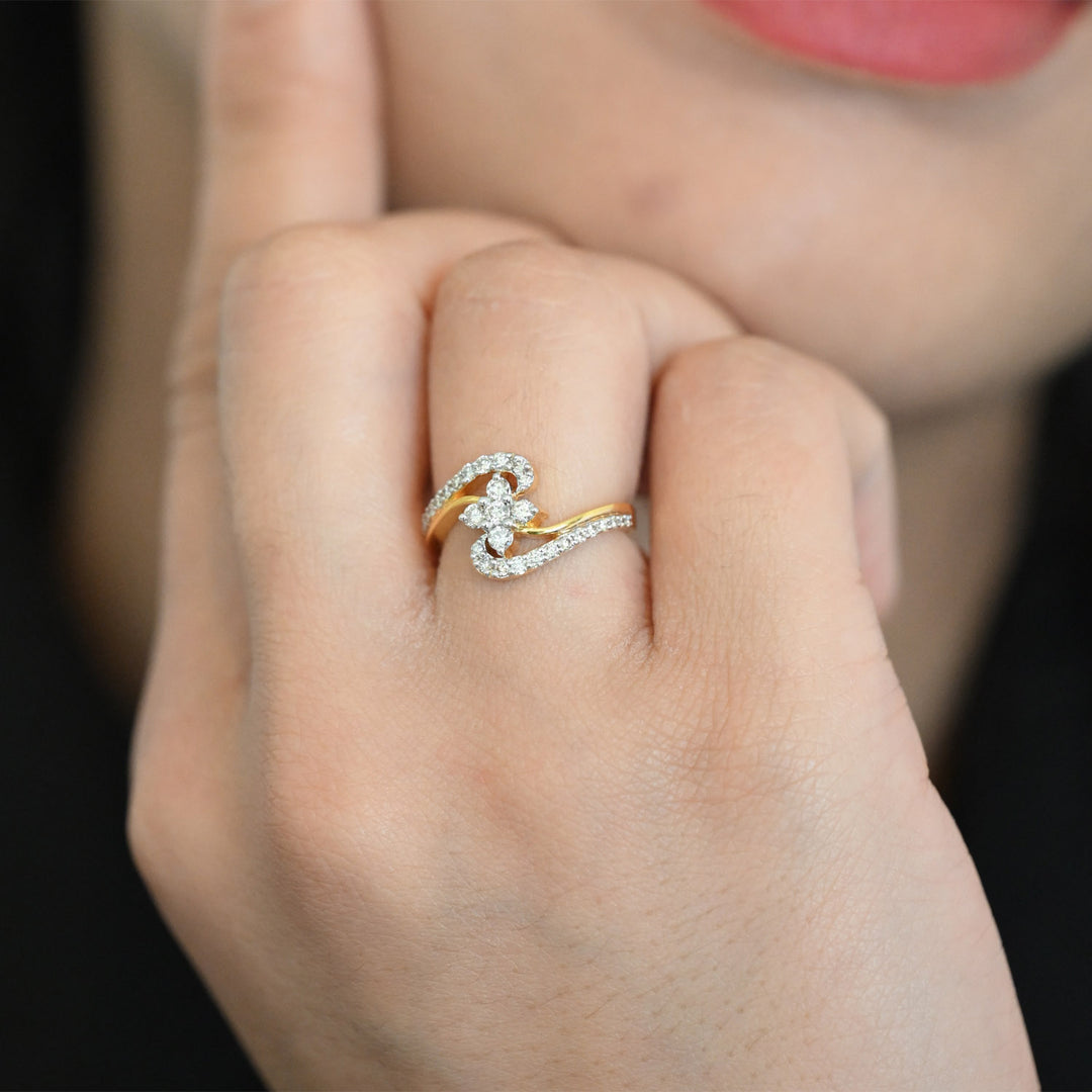 14K YG star Diamond Ring-1pc