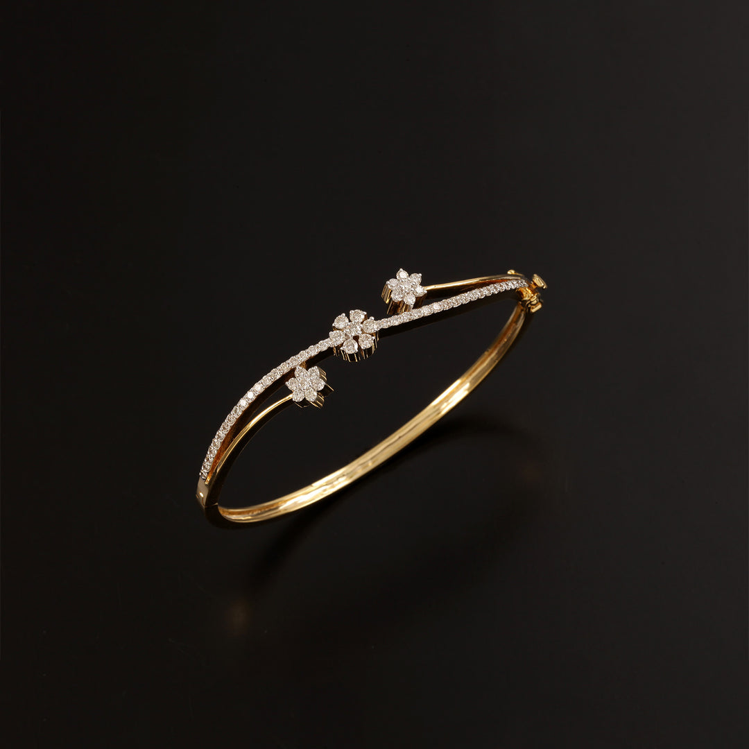 9K YG Fancy Diamond Bangle-1pc