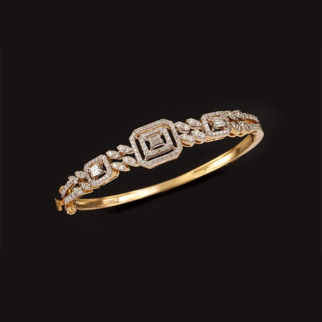 9K YG Fancy Diamond Bangle-1pc