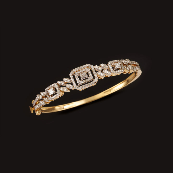 9K YG Fancy Diamond Bangle-1pc