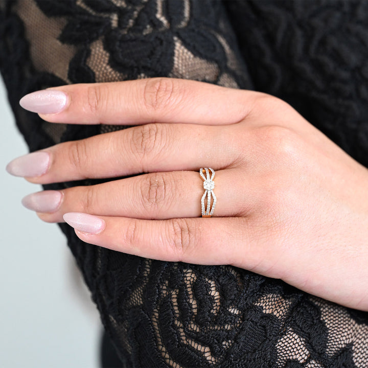 14K YG Cluster Diamond Ring-1pc