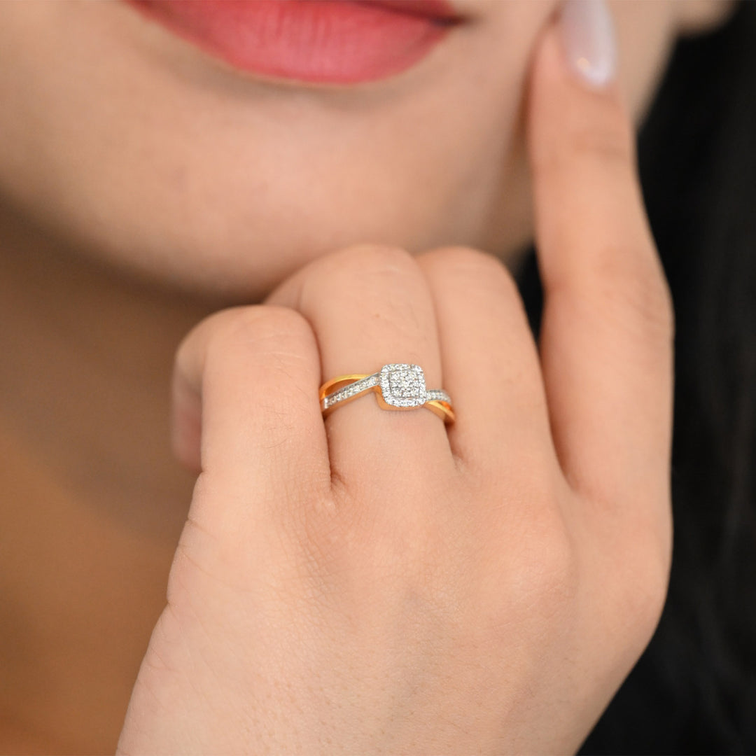 14K YG Cluster Diamond Ring- 1pc