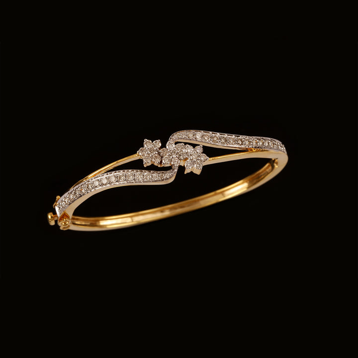 9K YG Fancy Diamond Bangle-1pc
