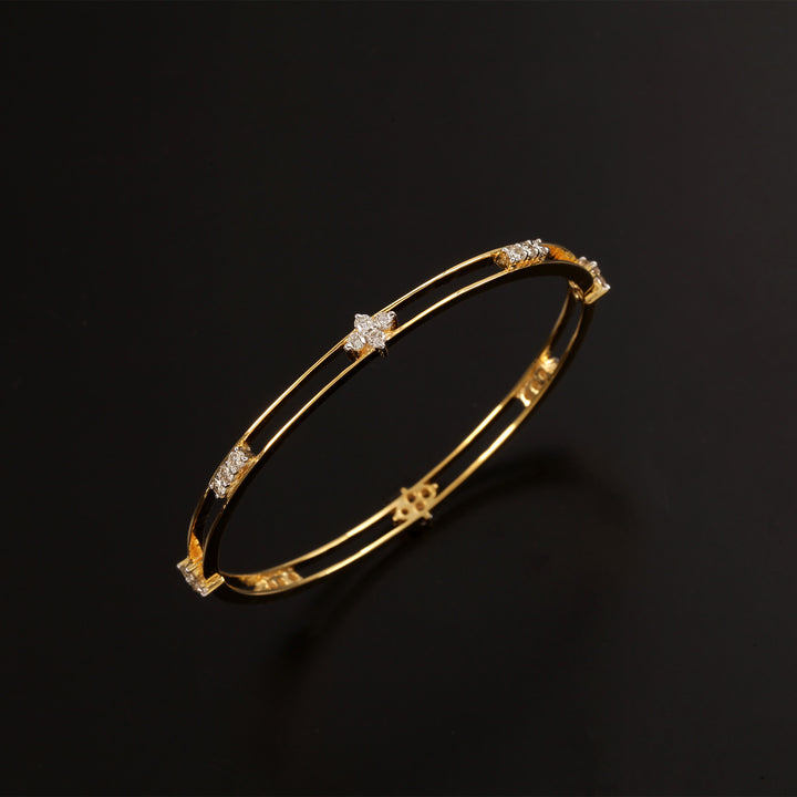 9K YG Fancy Diamond Bangle-1pc