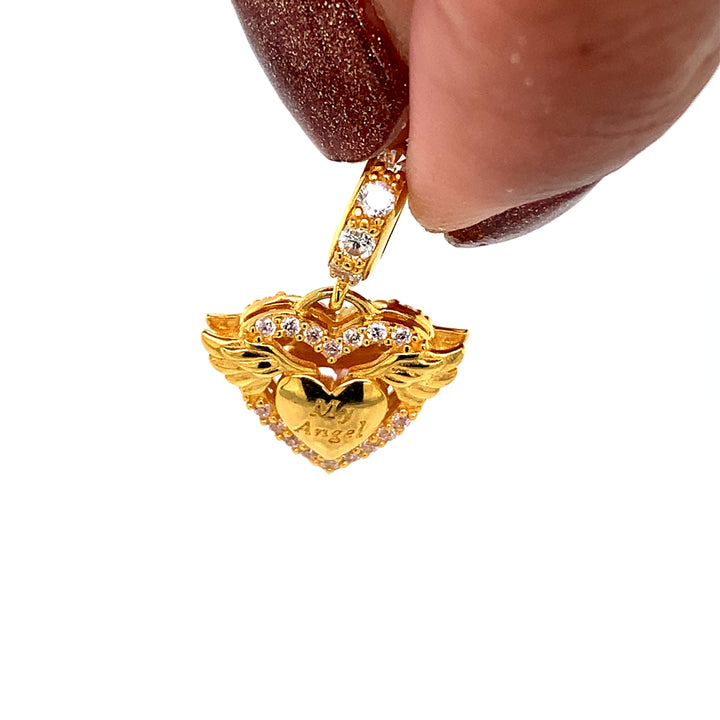 22K YG Women Heart Pendant-1pc