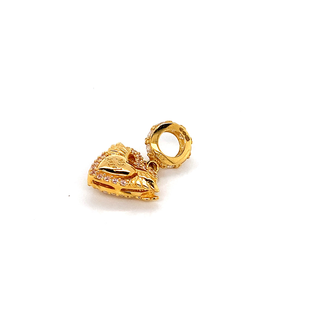 22K YG Women Heart Pendant-1pc